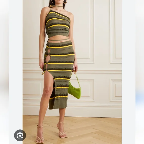 JACQUEMUS Green Concha Cutout Midi Skirt size 38 - Picture 2 of 14